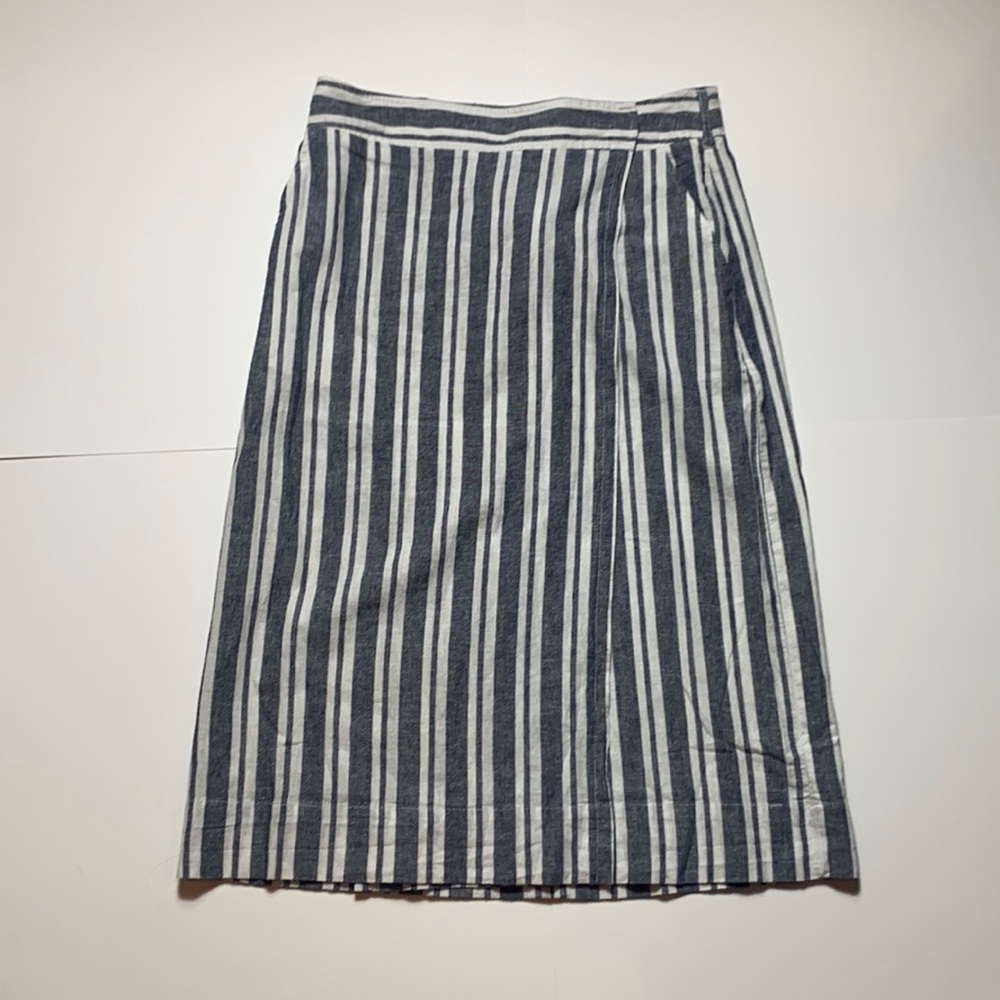 Gap midi navy white stripe wrap skirt NWT